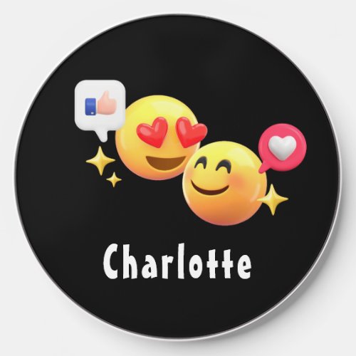 Cute Smiling Face Icons Like Love Heart Name Wireless Charger