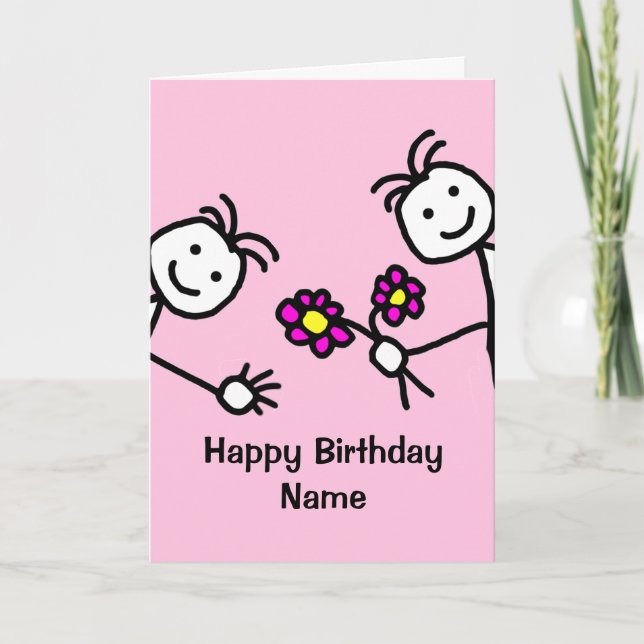 Cute Smiling Faces Happy Birthday Card (Front)