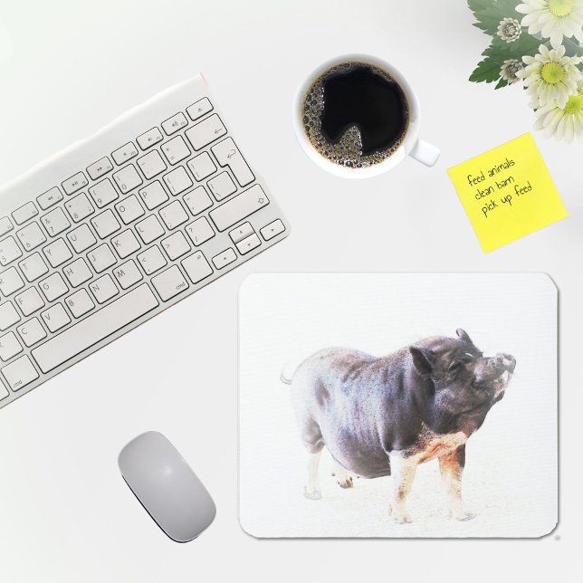Cute Smiling Farm Pig Art Mouse Pad (Creator Uploaded)