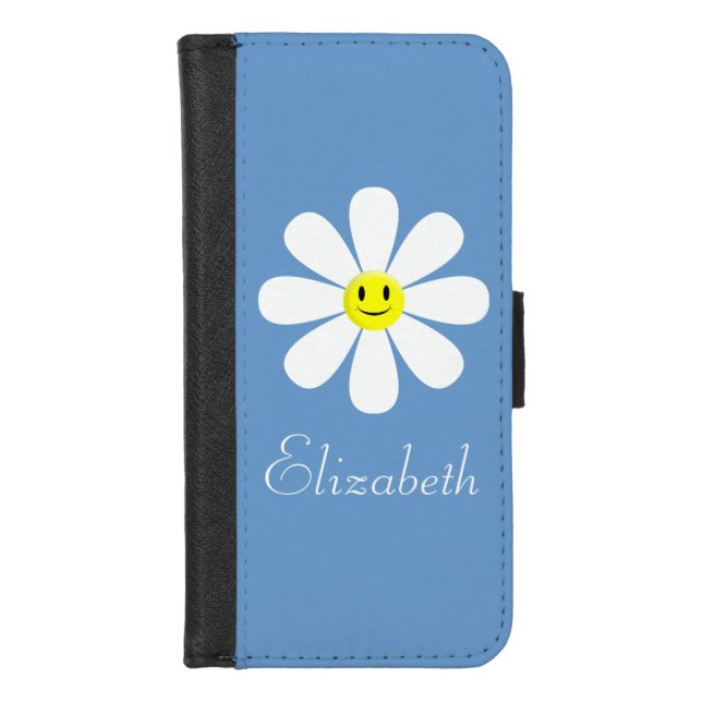 Cute Smiling Flower Personalized iPhone Wallet Case (Front)