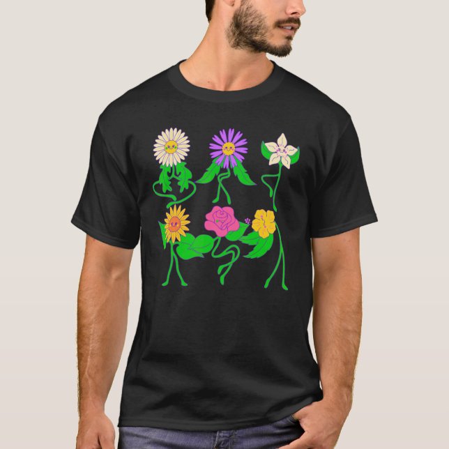 Cute Smiling Flowers Great For Spring And Summer T-Shirt (Front)