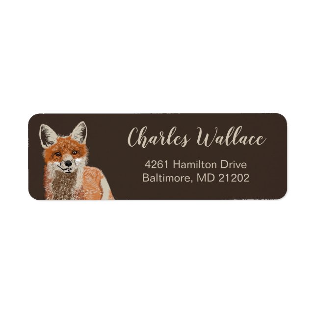 Cute Smiling Fox Custom Return Address Label (Front)