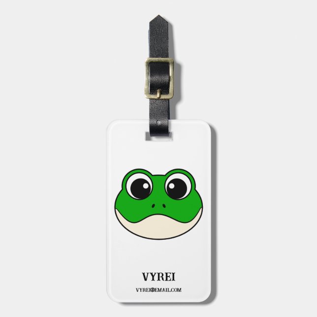 Cute Smiling Frog Luggage Tag (Front Vertical)