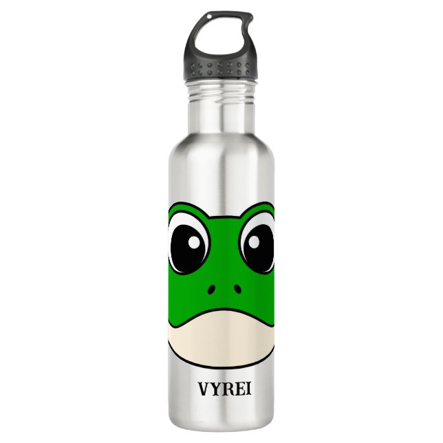 Cute Smiling Frog Stainless Steel Water Bottle (Front)