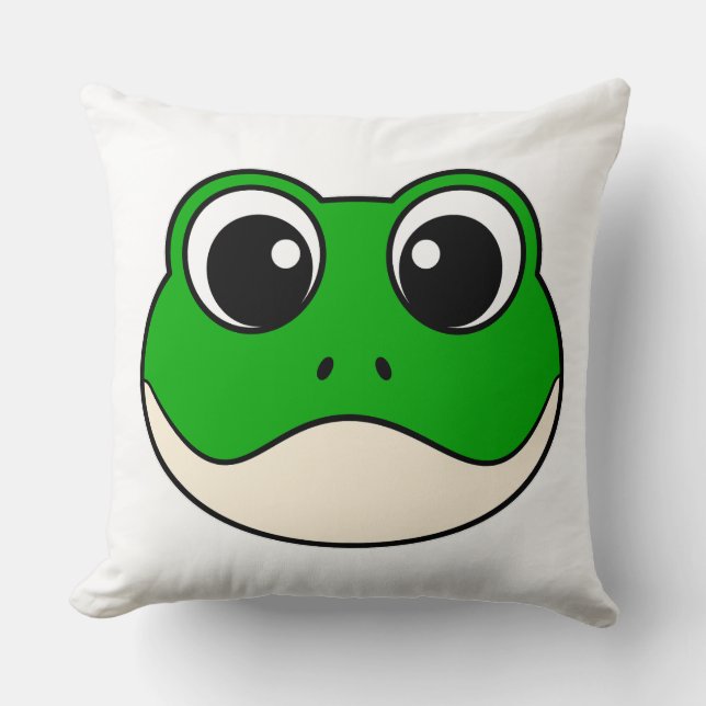 Cute Smiling Frog Throw Pillow (Front)