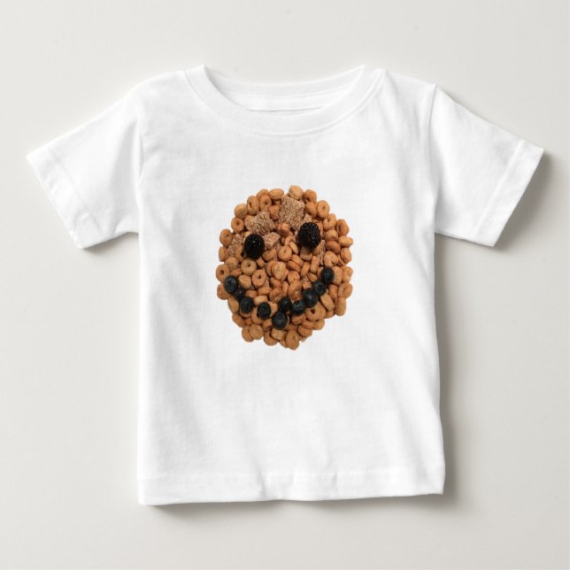 Cute Smiling Fruit and Cereal Face Baby T-Shirt (Front)
