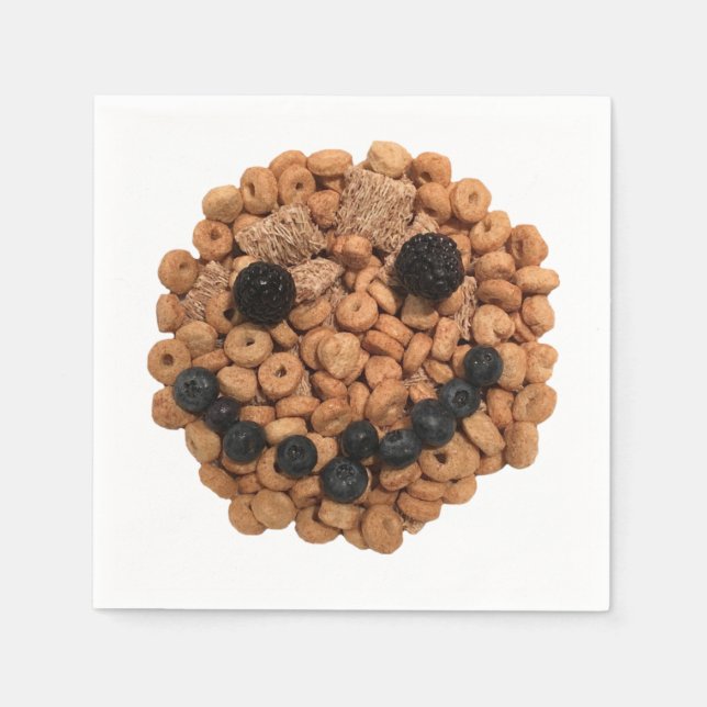 Cute Smiling Fruit and Cereal Face Napkins (Front)