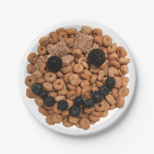 Cute Smiling Fruit and Cereal Face Paper Plates