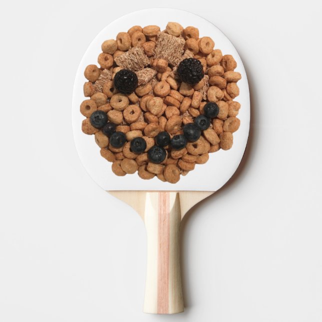 Cute Smiling Fruit and Cereal Face Ping Pong Paddle (Front)