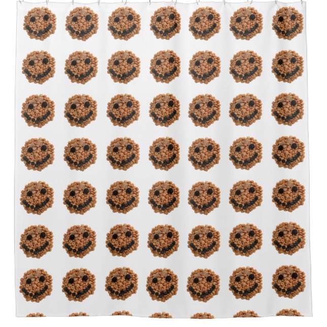 Cute Smiling Fruit and Cereal Face Shower Curtain (Front)