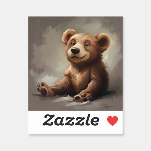 Cute smiling fuzzy happy bear sticker