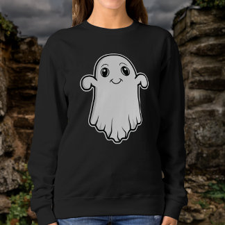 Cute Smiling Ghost Cartoon Illustration Halloween Sweatshirt