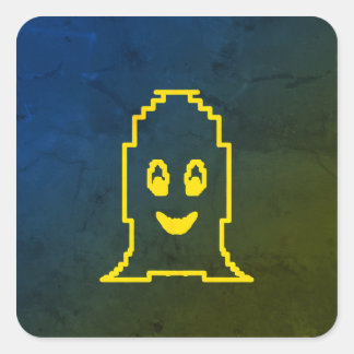 Cute smiling ghost square sticker