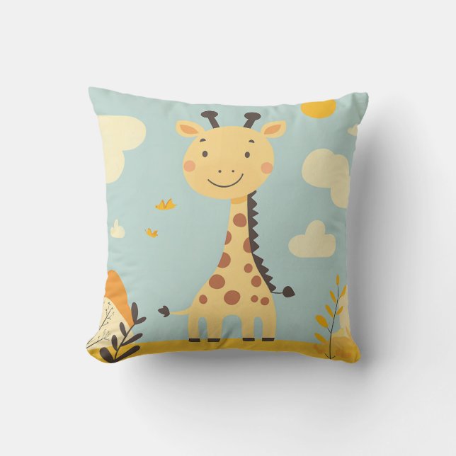 Cute Smiling Girafe Babu Nursery Home Decor  Throw Pillow (Front)