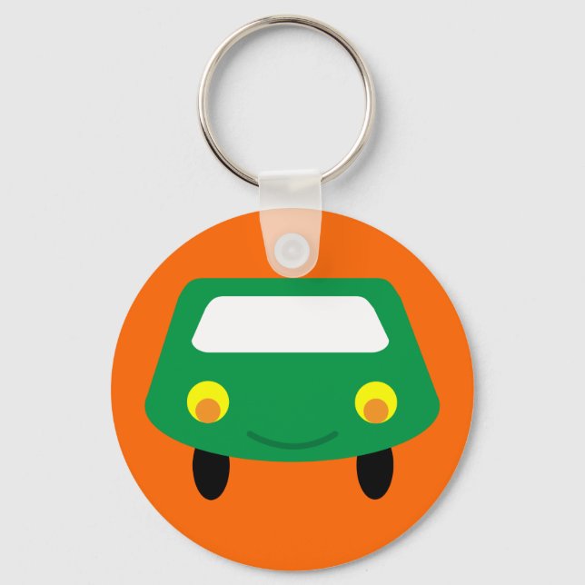 Cute smiling green cartoon car key chain (Front)