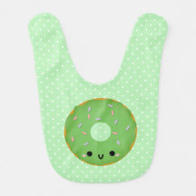 Cute Smiling Green Donut Baby Bib