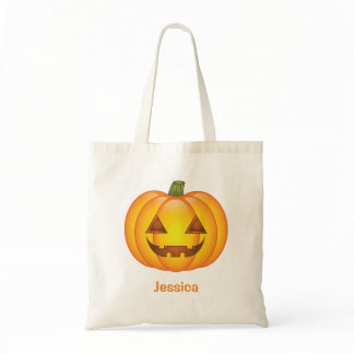 Cute Smiling Halloween Jack O Lantern Pumpkin Tote Bag