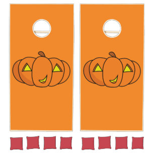 Cute Smiling Halloween Pumpkin Cornhole Set