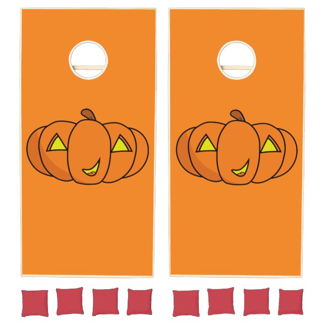 Cute Smiling Halloween Pumpkin Cornhole Set (Set)