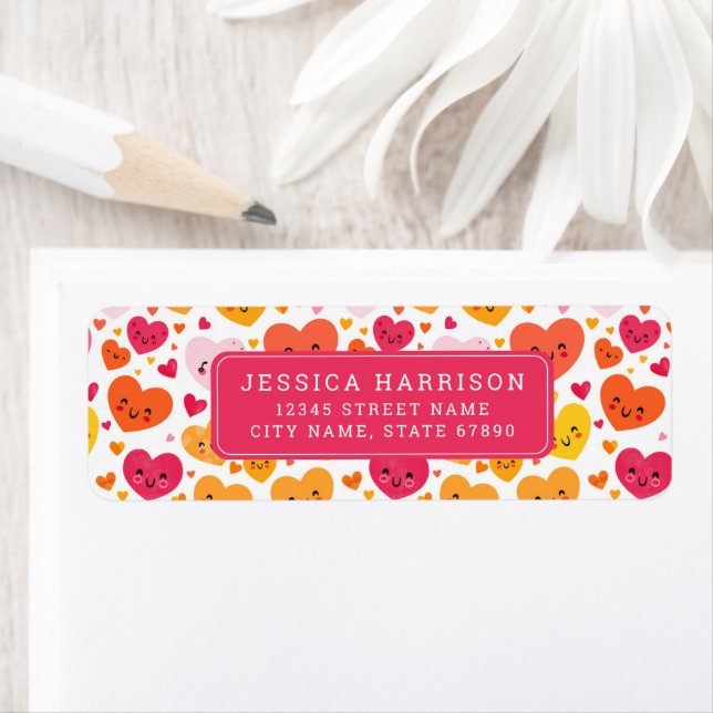 Cute Smiling Hearts Return Address Labels (Insitu)