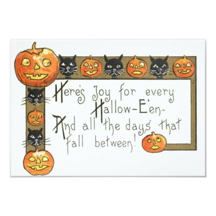 Cute Smiling Jack O Lantern Black Cat Card