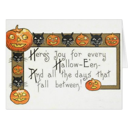 Cute Smiling Jack O Lantern Black Cat Card