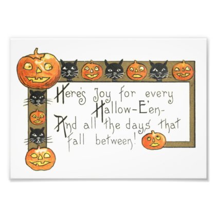 Cute Smiling Jack O Lantern Black Cat Photo Print