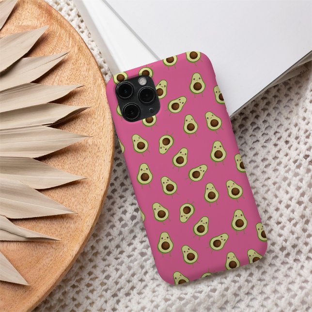 Cute Smiling Kawaii Avocado Pattern Iphone Case (Creator Uploaded)