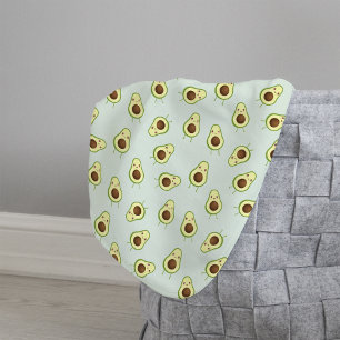 Cute Smiling Kawaii Avocado Pattern Sherpa Blanket