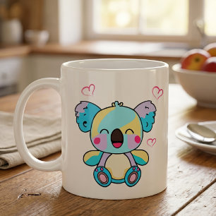 Cute smiling Kawaii Baby Koala with Love Hearts Coffee Mug