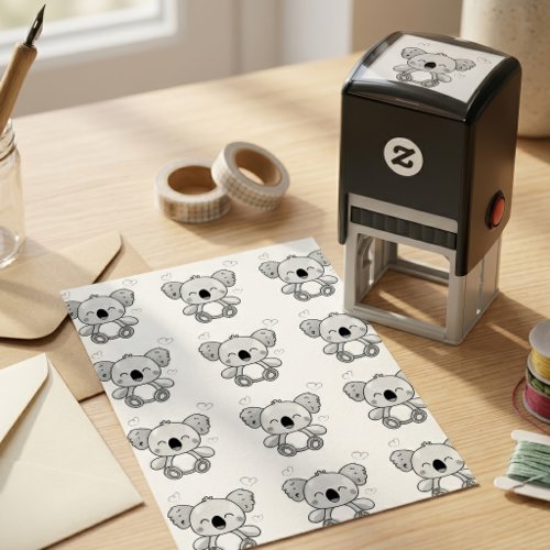 Cute smiling Kawaii Baby Koala with Love Hearts Self-inking Stamp