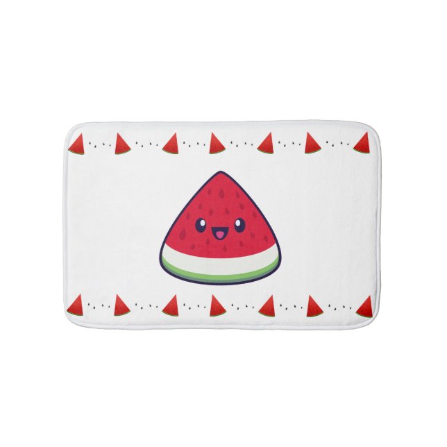 Cute Smiling Kawaii Watermelon   Bath Mat (Front)