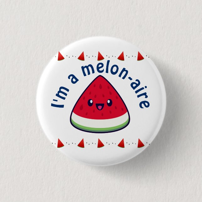 Cute Smiling Kawaii Watermelon  Button (Front)