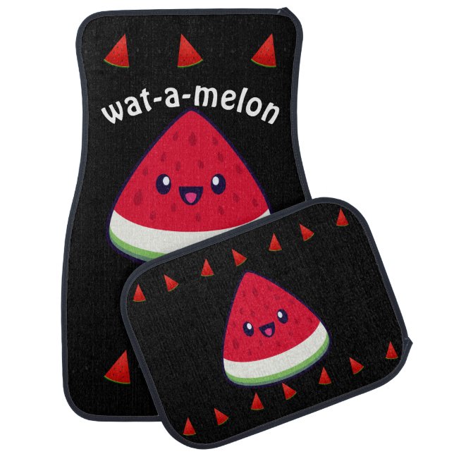 Cute Smiling Kawaii Watermelon   Car Floor Mat (Set)