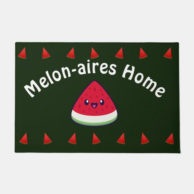 Cute Smiling Kawaii Watermelon   Doormat (Front)
