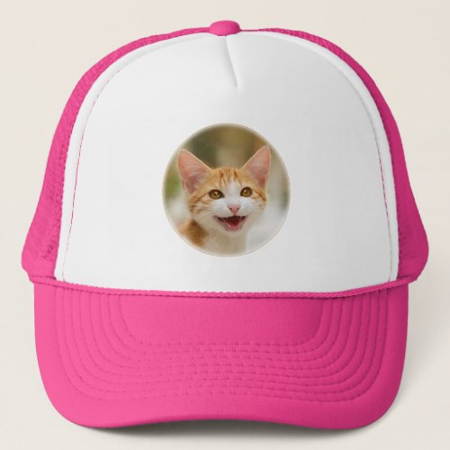 Cute Smiling Kitten Face Funny Cat Meow Photo Trucker Hat