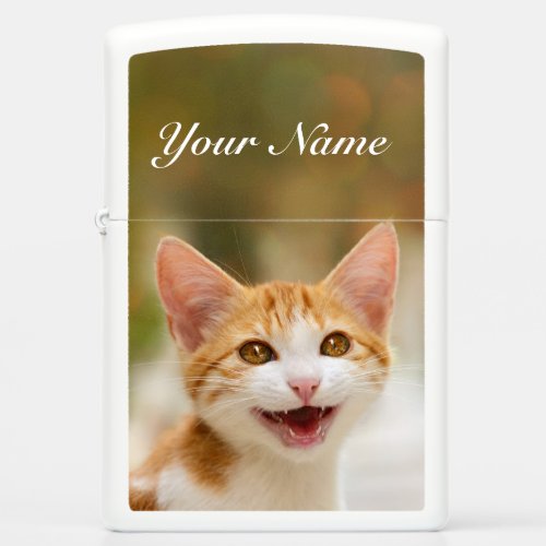 Cute Smiling Kitten Face Funny Cat Meow Photo _ Zippo Lighter