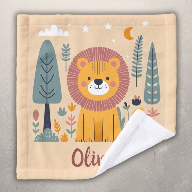 Cute Smiling Lion in Forest Wash Cloth (Creator Uploaded)