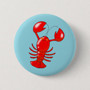 Cute Smiling Lobster Cartoon Design Button