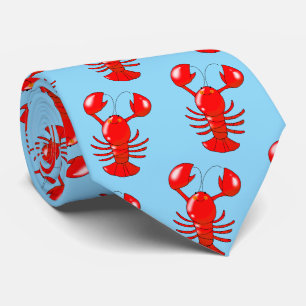 Cute Smiling Lobster Cartoon Design Neck Tie