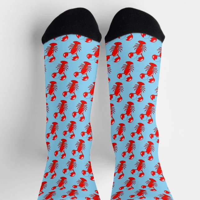 Cute Smiling Lobster Cartoon Design Socks (Top)