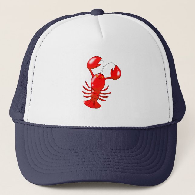 Cute Smiling Lobster Cartoon Design Trucker Hat (Front)