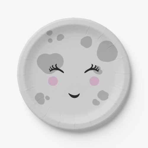 Cute Smiling Moon Face Nerd Geek Paper Plates