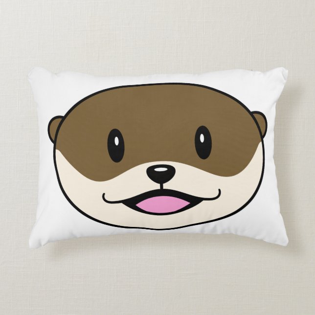 Cute Smiling Otter Accent Pillow (Front)