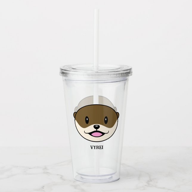Cute Smiling Otter Acrylic Tumbler (Front)