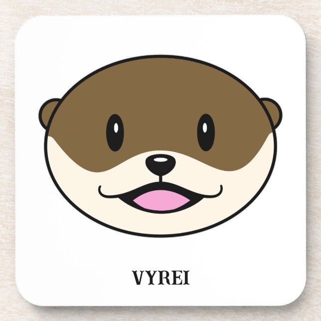 Cute Smiling Otter Beverage Coaster (Front)