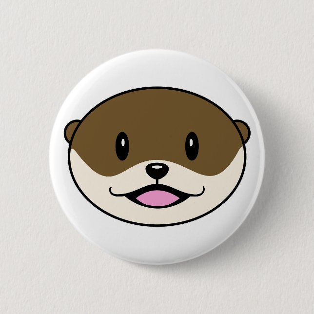 Cute Smiling Otter Button (Front)