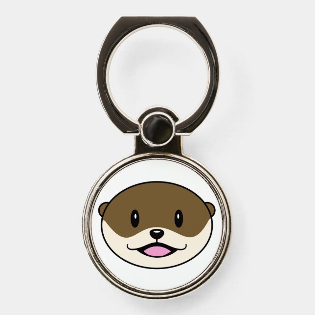 Cute Smiling Otter Phone Ring Stand (Front)