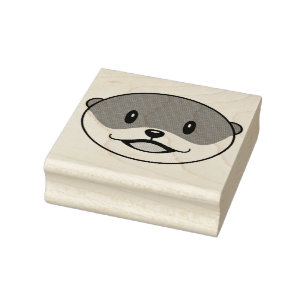 Cute Smiling Otter Rubber Stamp