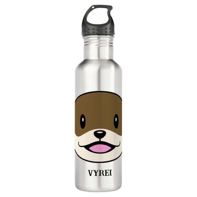 Cute Smiling Otter Stainless Steel Water Bottle (Front)